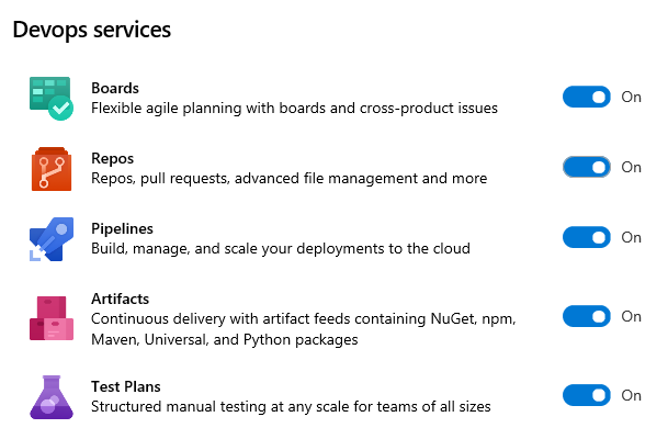 Les services de Azure DevOps