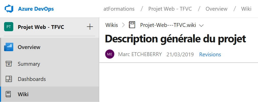 Création d’un wiki avec Azure Devops