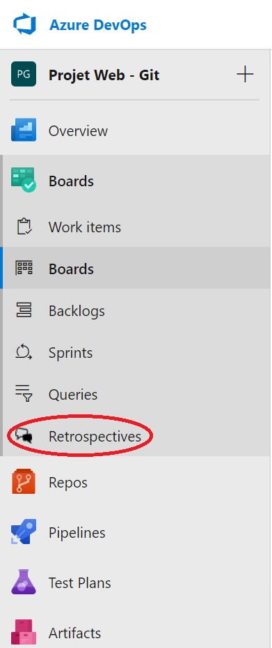 L'extension Retrospective enrichit la rubrique Boards de Azure DevOps
