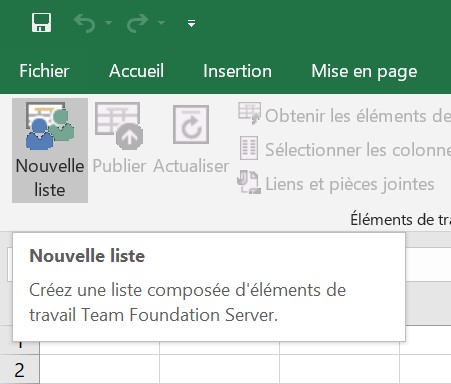 Azure DevOps - nouvelle liste dans Excel