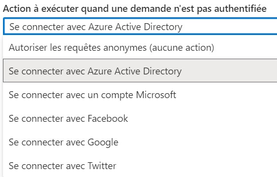 Demande d'authentification de Azure App Service